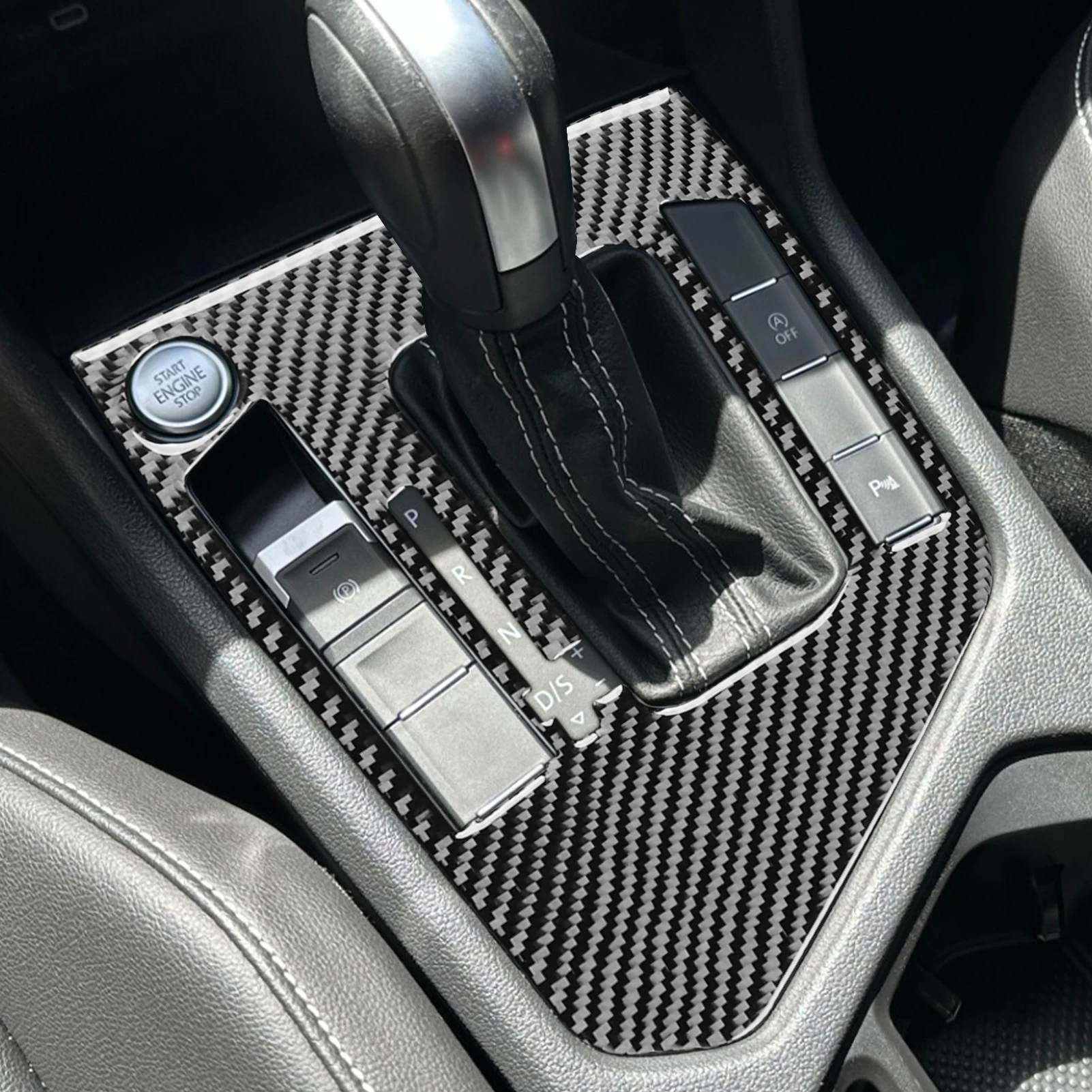 Carbon Fiber Car Accessories Center Console Gear Shift Modified Interior Trim Cover Sticker For Volkswagen Tiguan L 2019—2021 - view 4