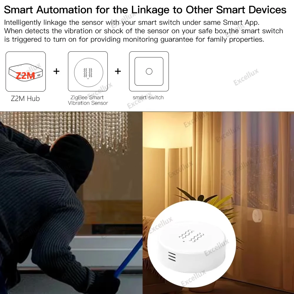 Zigbee 3.0 Smart Vibration Sensor Real Time Motion Shock Alarm History Record Only Compatible With Zigbee2mqtt Home Assistant