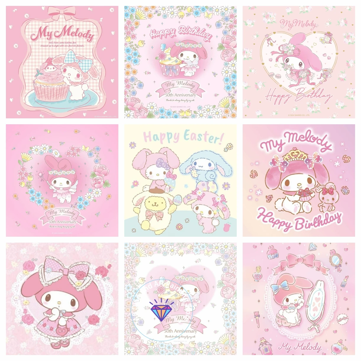 

My Melody Sanrio 5D DIY AB Diamond Painting Kit Diamond Embroidery Cross Stitch Handmade Art Gift Crafts Home Decor Children's