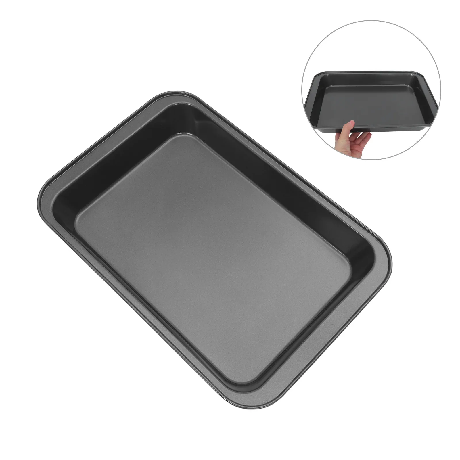 Nonstick Rectangular Baking Pan 14.8x10x2 Inch Carbon Steel Sheet Pan for Oven Use Pizza Bread Cookies Roasting Cake Tray Easy
