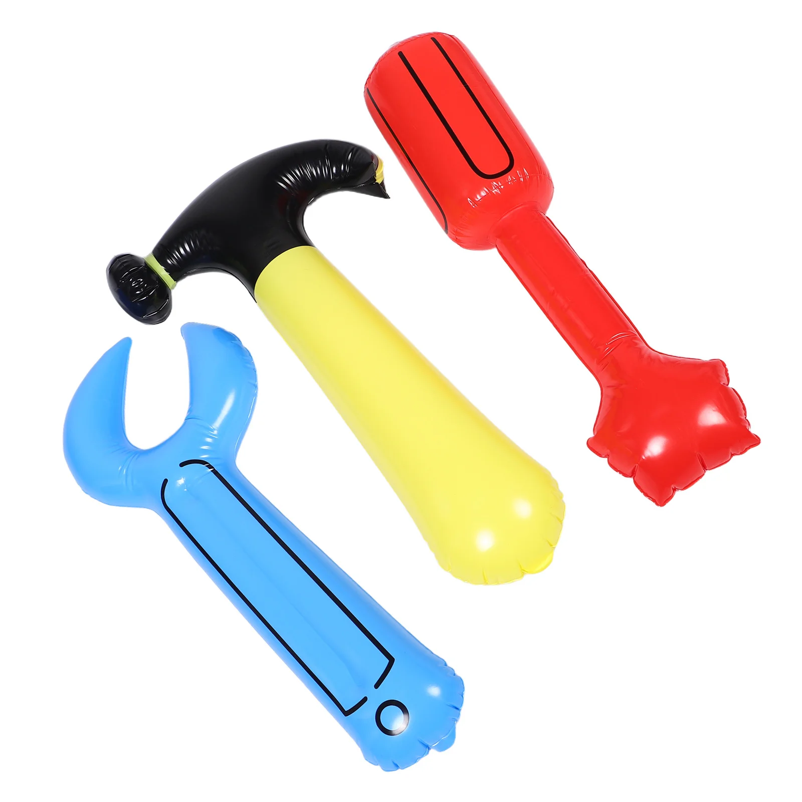 1Set Opblaasbare Gereedschapsset Kinderen Hamer Moersleutel Schroevendraaier Levendige Kleuren Thema Feestdecoraties Opblaasbare Hamer Hamer