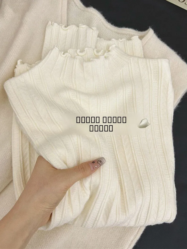 

Потрясающая текстура, вязаная основа irt f, облегающий женский свитер с высоким воротом, осень-зима, дизайн с деревянными ушками