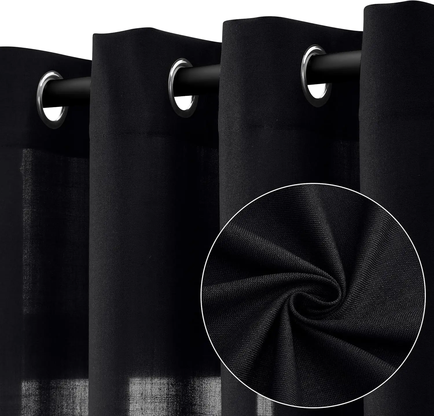 

Black Linen Curtains 84 Inch Length 2 Panels for Living Room Bedroom, Light Filtering Sheer Curtains 84 Inches, Elegant