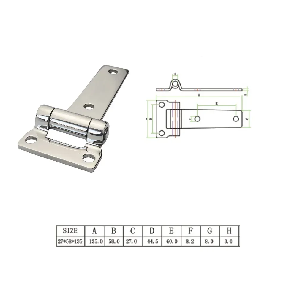 Imagem -06 - Dobradiça de 304 t para Iate Barco Marinho Hardware de Iate Dobradiças de Porta 135 mm Pcs Aço Inoxidável