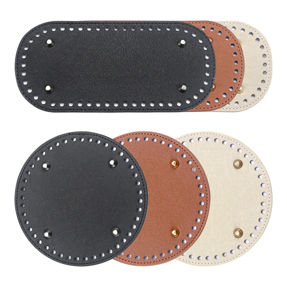 1 قطعة DIY الحياكة بولي Leather حقيبة جلدية أسفل الملحقات Temaplate ، دائرة و البيضاوي أسفل قالب الاستنسل ، DIY بها بنفسك الكروشيه نسج المواد أداة #2