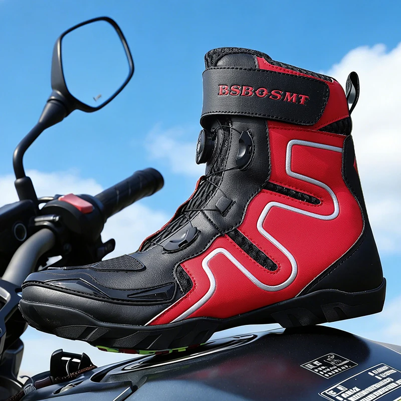 Motorcycle boots four season new high-top breathable comfort cross-country anti-fall train competition cycling protective boots