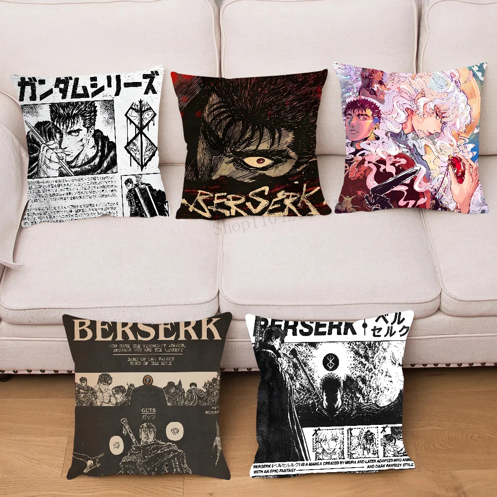 Anime Berserk Vintage Pillow Case Square Pillow Bedroom Sofa Leisure Comfort Cushion Car Living Room Home Decoration