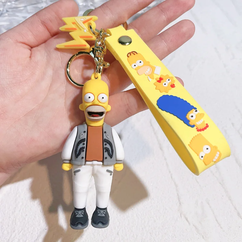 Disney The Simpsons Brelok do kluczy Cartoon Action Figure Breloczek do torby Breloczek do kluczy dla par Moda Brelok do kluczy samochodowych Akcesoria Zabawki dla dzieci Prezenty