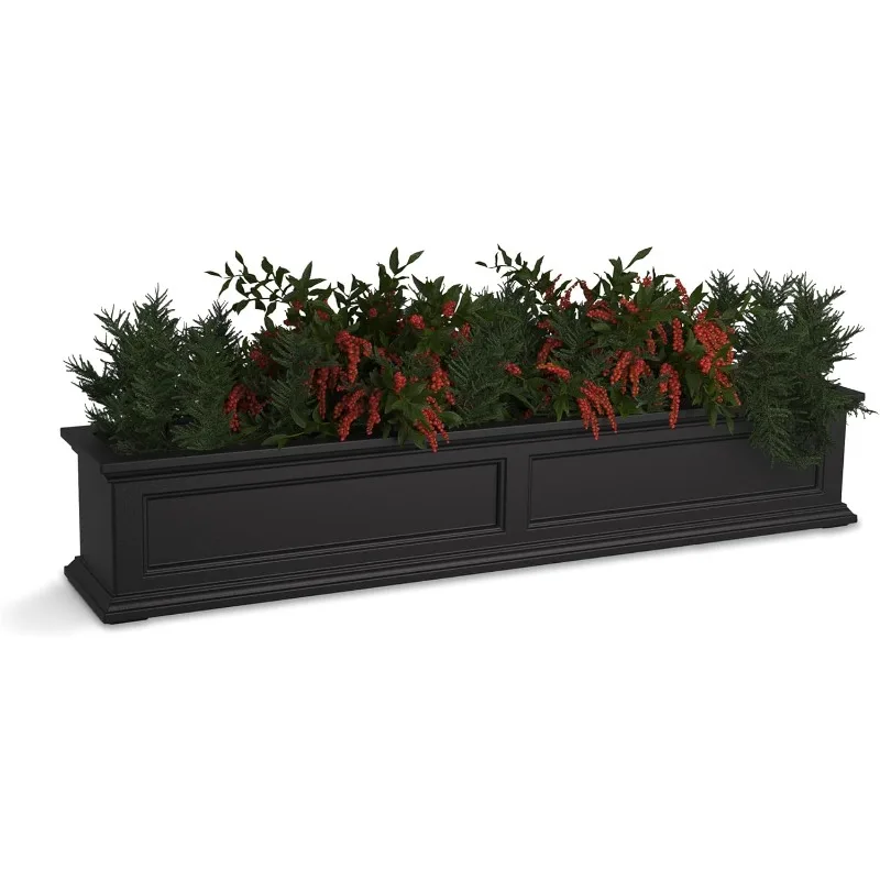 Fairfield 5-Foot Window Box – Self-Watering, Weather-Resistant Planter for Flowers – Durable Design for Outdoor Use, Perfect