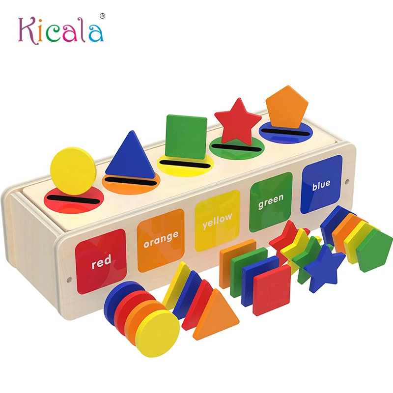 Jouets Montessori en bois pour enfants de 1 2 3 ans, jouet à empiler en forme de couleur, blocs éducatifs précoces, jouets d'apprentissage pour tout-petits, cadeau