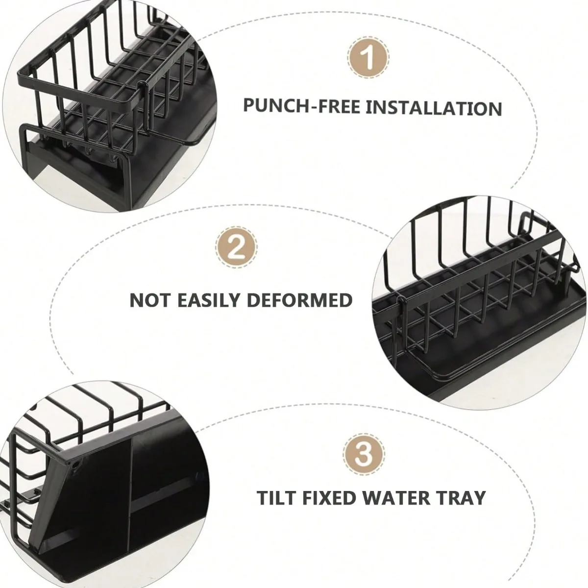 Kitchen Sink Caddy Organizer with Self-draining Tray,Sponge Holder for Kitchen Sink,Bathroom and Kitchen Supplies,With Towel Rac