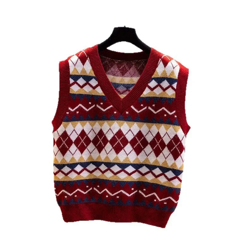 سترة سترة نمط الشارع العصرية الماس نمط كل مباراة الصيف المرأة محبوك سترة فضفاضة الخامس الرقبة التطريز الرجعية #5