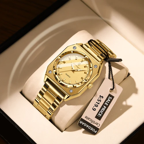 Imagen 1 del producto POEDAGAR, reloj de pulsera cuadrado a la moda para mujer, reloj de pulsera luminoso resistente al agua de acero inoxidable para mujer, relojes de cuarzo elegantes de lujo para mujer