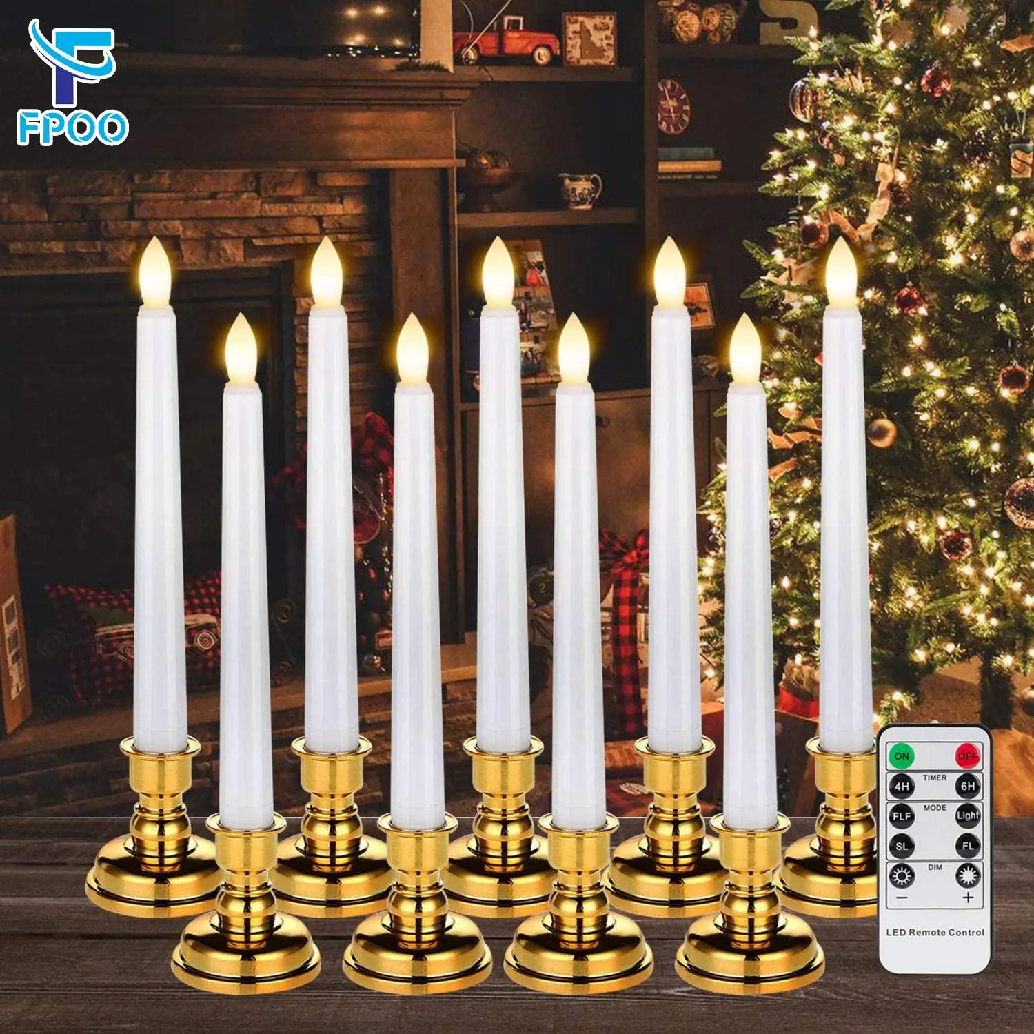 

LED Candle With Timed Remote Control&candlestick 3D Flaming Flickering Window Candles Christmas NewYear Decorations Taper Candle