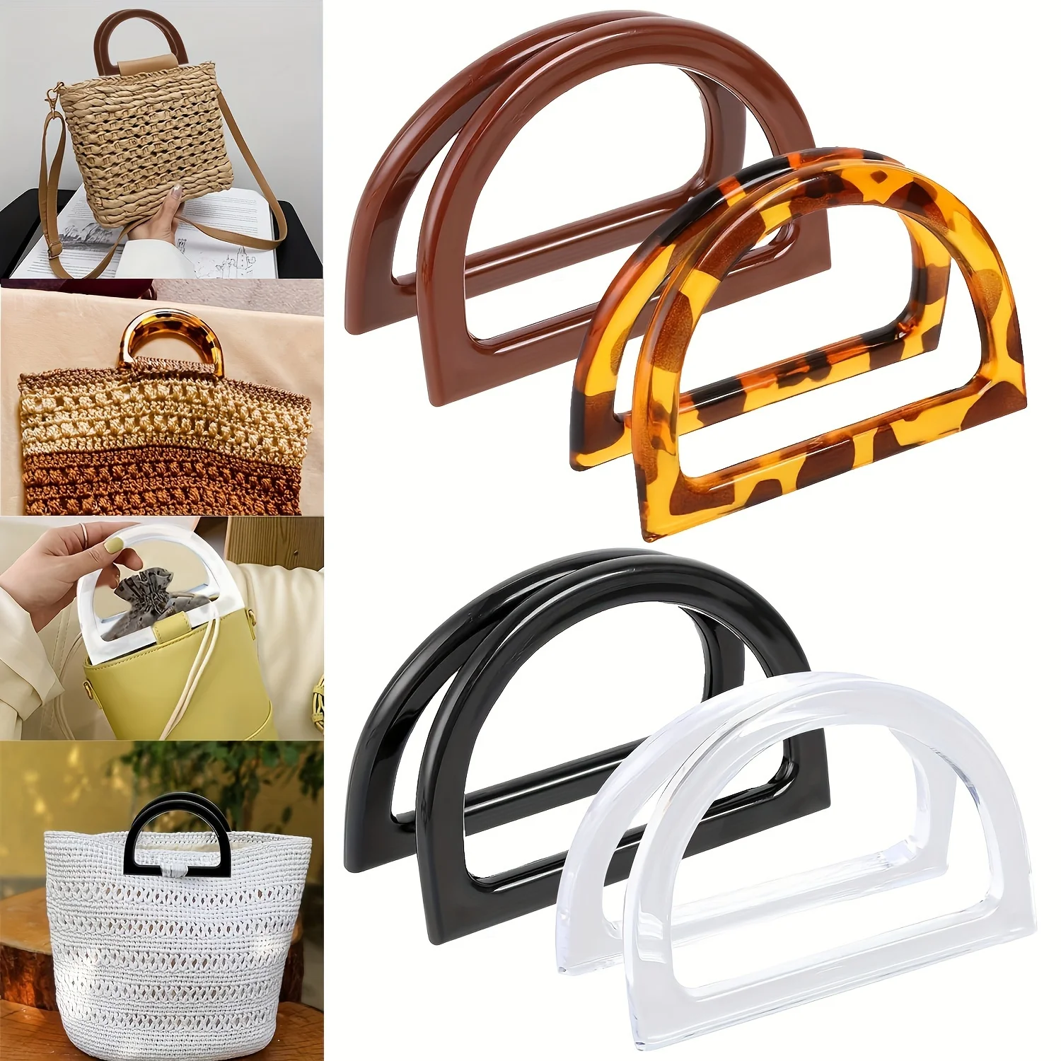 D-Shaped Plastic Handles for Purses & Handbags - Versatile DIY Crafting Supplies， Perfect for Beach Bags, Crochet & Straw Bags