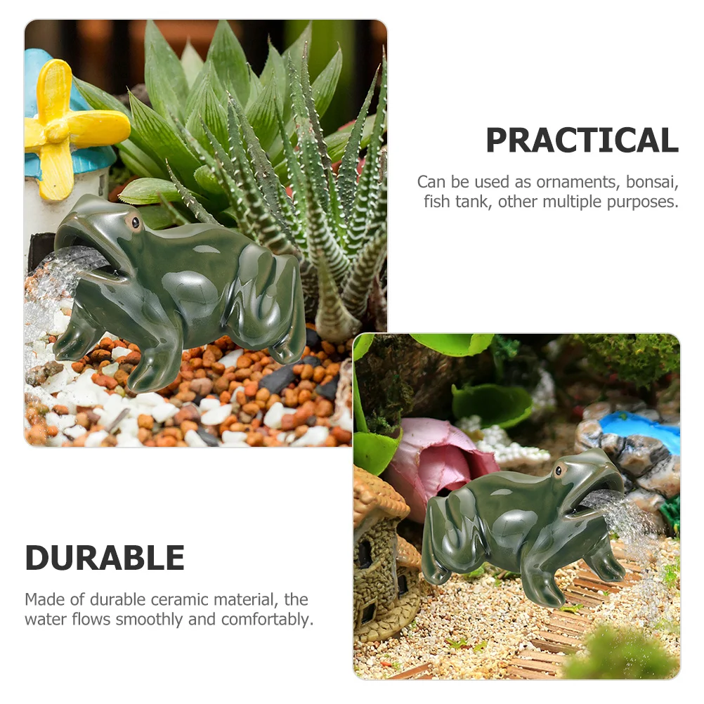 

2Pcs Ceramic Waterfall Frog Decorative Fountain Garden Yard Decors Outdoor Indoor Use Garden Decors Ceramic Waterfall Frog
