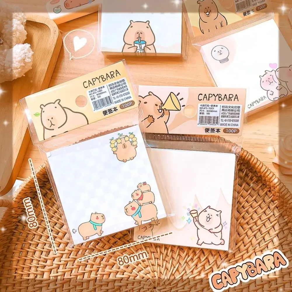 Message Paper Kawaii Capybara Memo Pad Non Sticky Portable Note Paper Cute Cartoon Note Pad Student