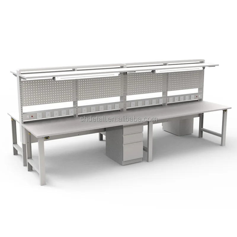 Zware ESD-werkbank met schappen, alles-in-één antistatisch station voor PCB-productie, kwaliteitscontrole werktafel Pro