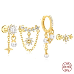 AIDE 925 Silver Helix Cartilage Piercing Earring For Women Exquisite Stacking Shiny Zircon Ear Bone Stud Jewelry Accessories 1pc