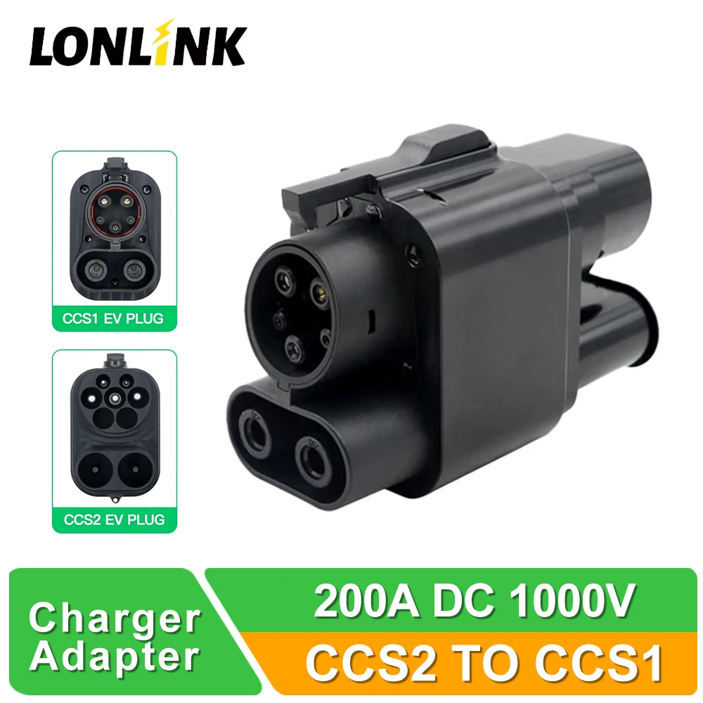 

LONLINK CCS2 to CCS1 EV Charger Adapter 200A 1000V CCS2 to CCS1 Electric Vehicle Charger DC Fast Ev Charging Adapter For VW