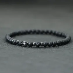 Black Skull Braclet Noter New Novel 4mm Beads Bracelet For Men Homme Small Volcanic Rock Tiger Eyes Stone Braslet Gift For Him