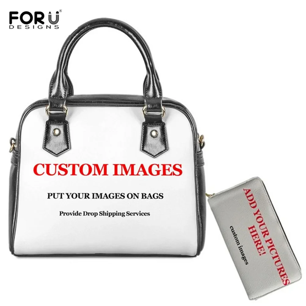 Customized Hand Bag for Women You Name Picture Logo Print Tote Bag Women Crossbody Bags Leather Shoulder Bags Long Wallet Set