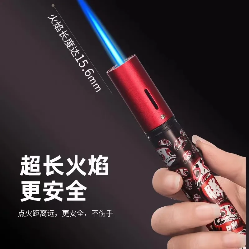 Long Cylindrical Airbrush Jet Butane Candle Lighter Metal Kitchen Welding Gun Windproof Cigar Pipe Inflatable Lighter BBQ Tool