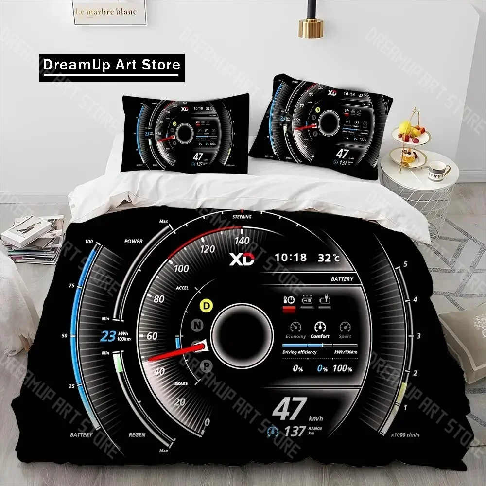 

3D Racing Car Dashboard Comforter Bedding Set,Duvet Cover Bed Set Quilt Cover Pillowcase,King Queen Size Bedding Set Adult Child