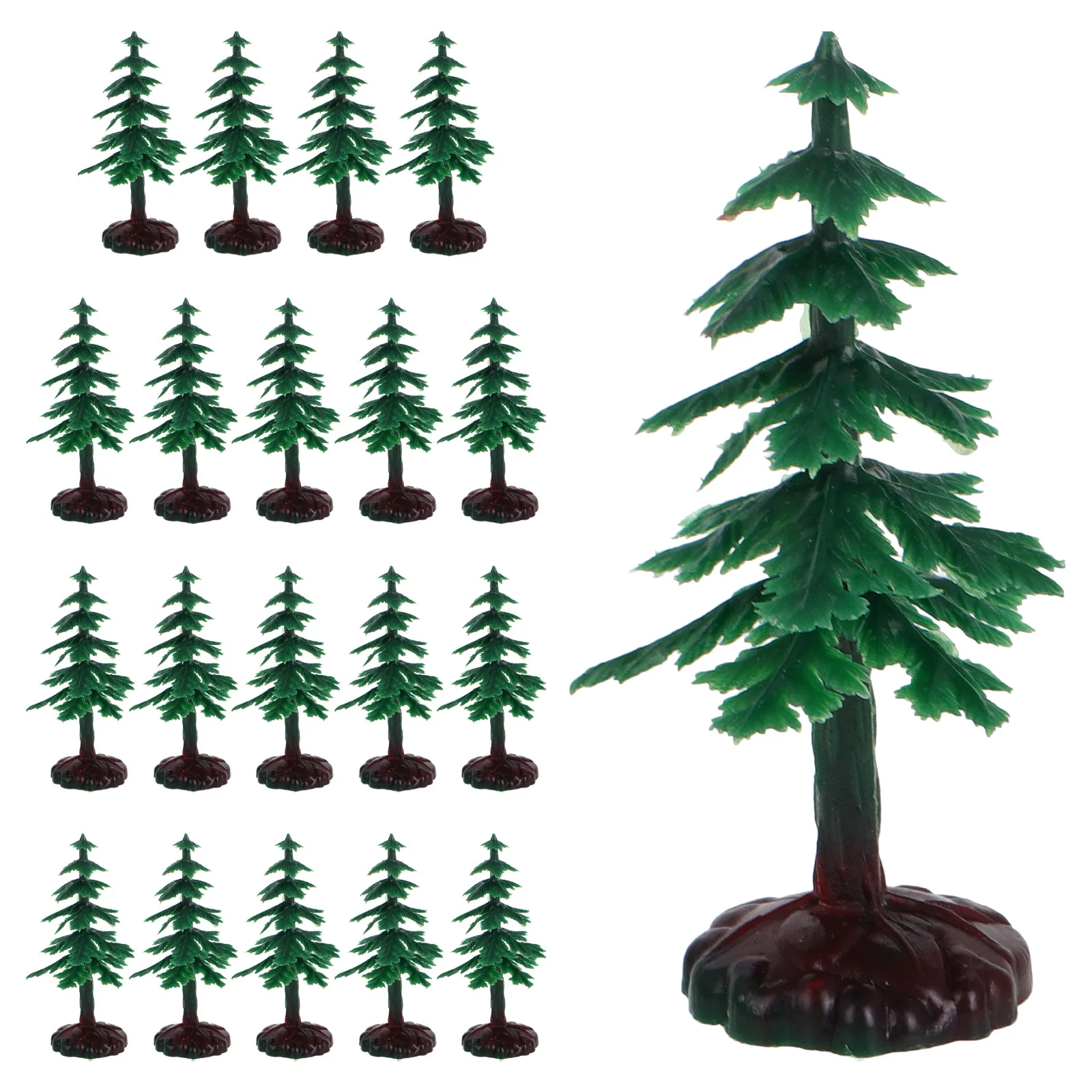 

20pcs Mini Christmas Trees With Plastic Base Bottle Brush Artificial Xmas Tree For Diy Crafts Village Displays Tabletop Decor