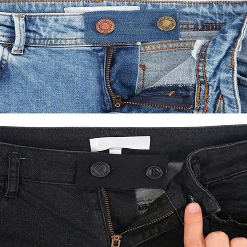 Jeans Waist Extender Button Trousers Waistband Expander Men Women Adjustment Waist Button Pants Extension Elastic Belt Buckle
