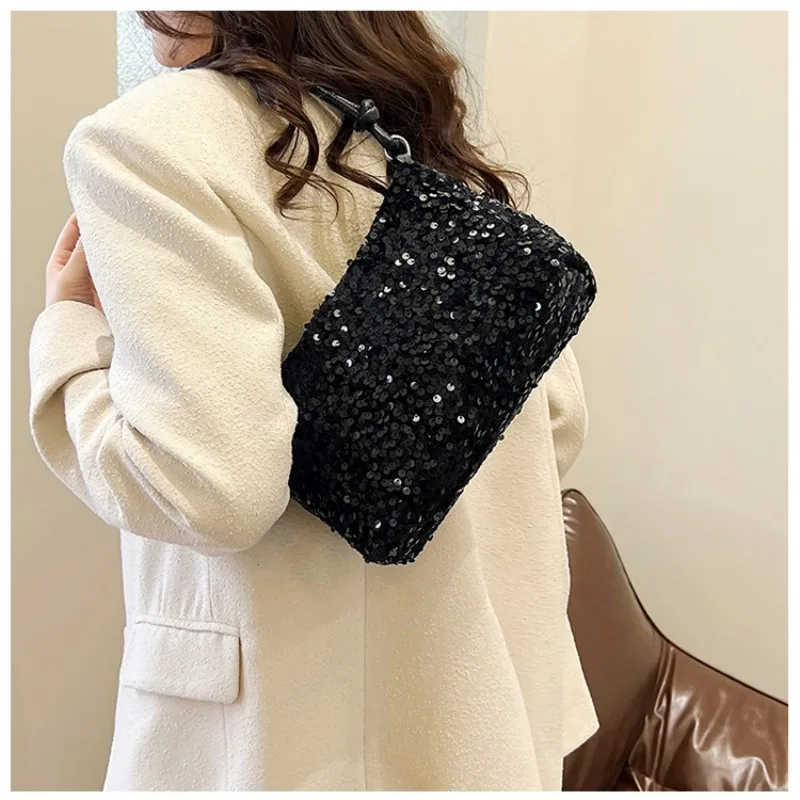 Homefish Koreanische Pailletten-Mini-Umhängetasche für Damen, glitzernde Einzelschulter-Handtasche, vielseitig einsetzbar für den Alltag, Party, Dating, kleine Geldbörse, Geschenk – Detail 9
