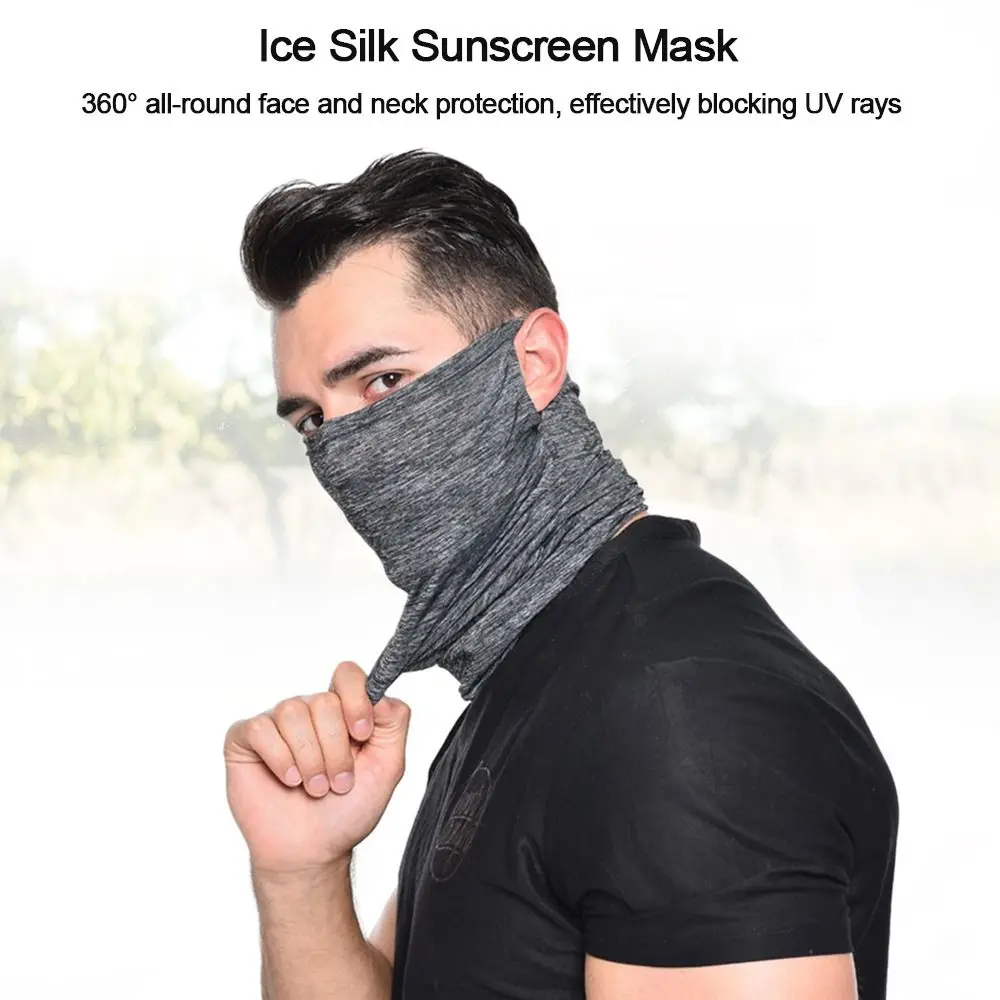 New Ice Silk Sunscreen Neck Tube Scarf Unisex Face Cover Scarf Neck Protection Ourdoor Cycling Camping Running Face Mask Scarf