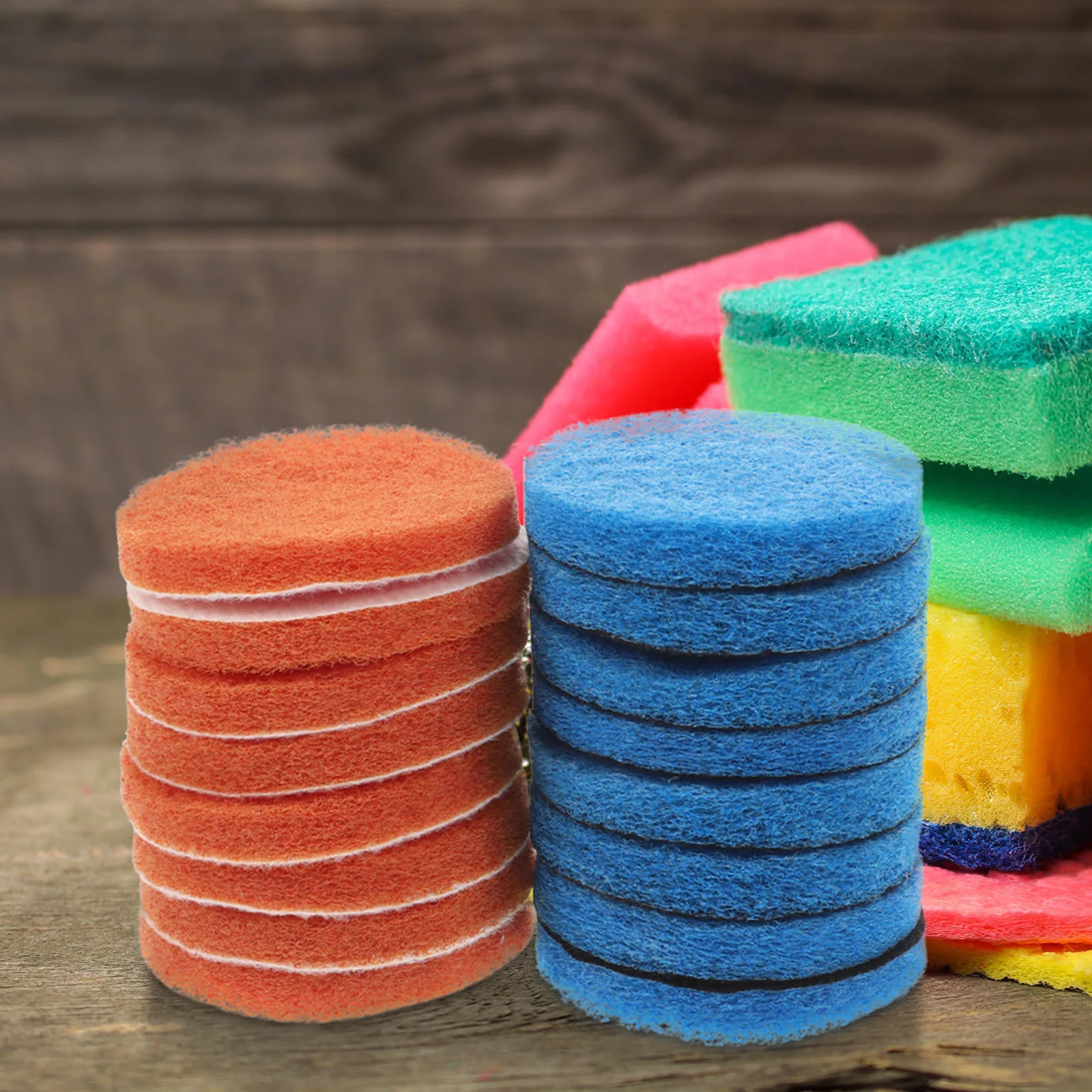 

24Pcs Cleaning Sponge Round Scrubber Pads Replacement for Drill Brush Kitchen Bathroom Floor Heavy Duty Non Scratch Scouring