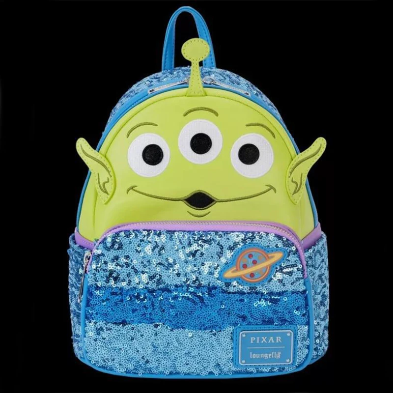 Cartoon Loungefly Pixar Toy Story Anime Peripheral Alien Three Eyed Kid Glitter Backpack Fashion Casual Backpack Surprise Gifts