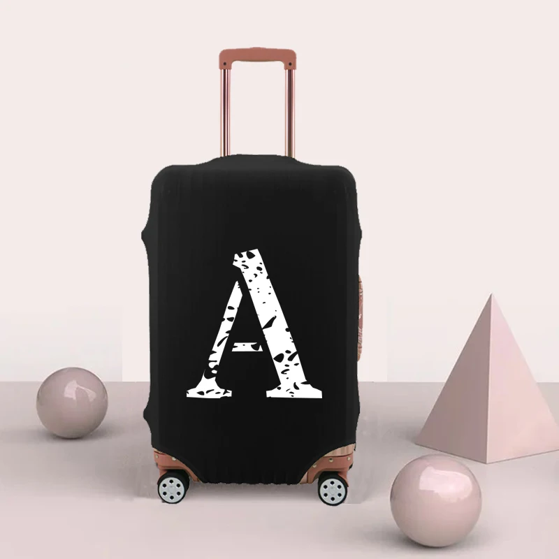 Washable Luggage Cover Elastic Suitcase Cover Anti-scratch Travel Set White Spots Letters Luggage Cover Thicker Protective Cover