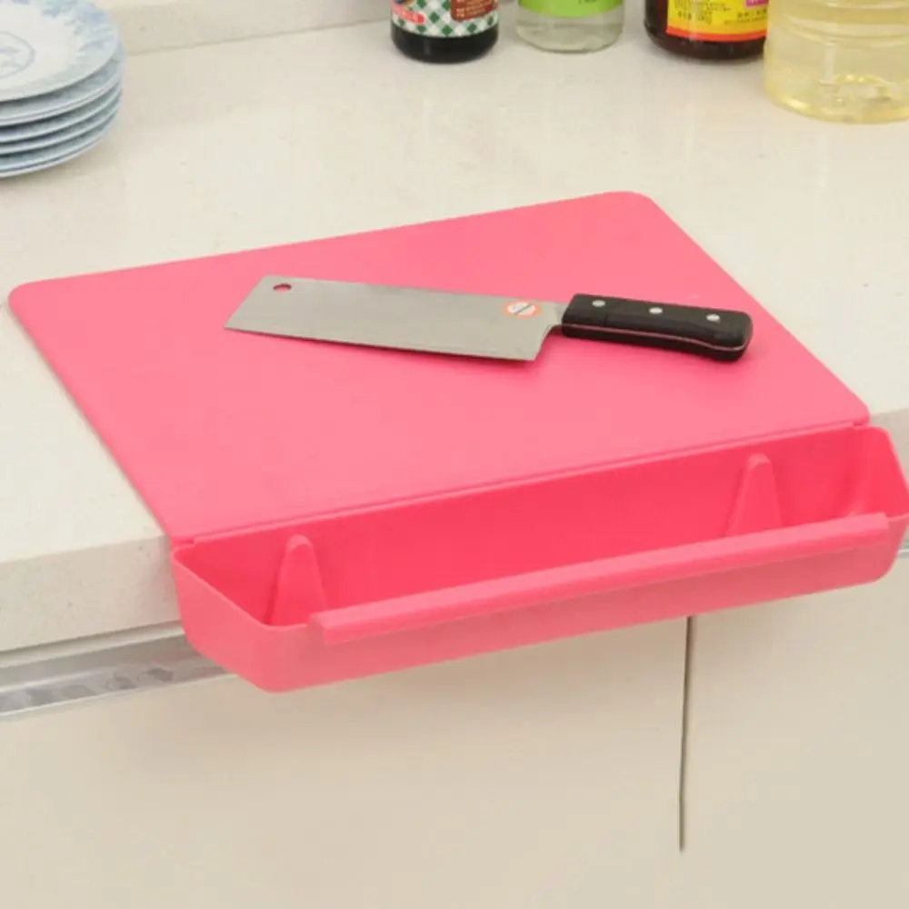 

Non-Slip 2 in 1 Chopping Board with Storage Basket Foldable Slot Cutting Board Acrylic Thickening Camping Chopping Block