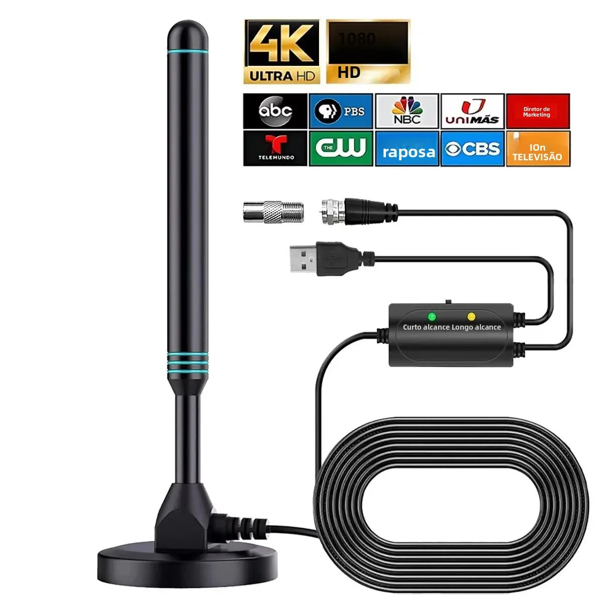 Antena de TV Digital de Alta Definição Explosions com Amplificador Universal Ajustável, Antena UHF para Uso Interno e Externo