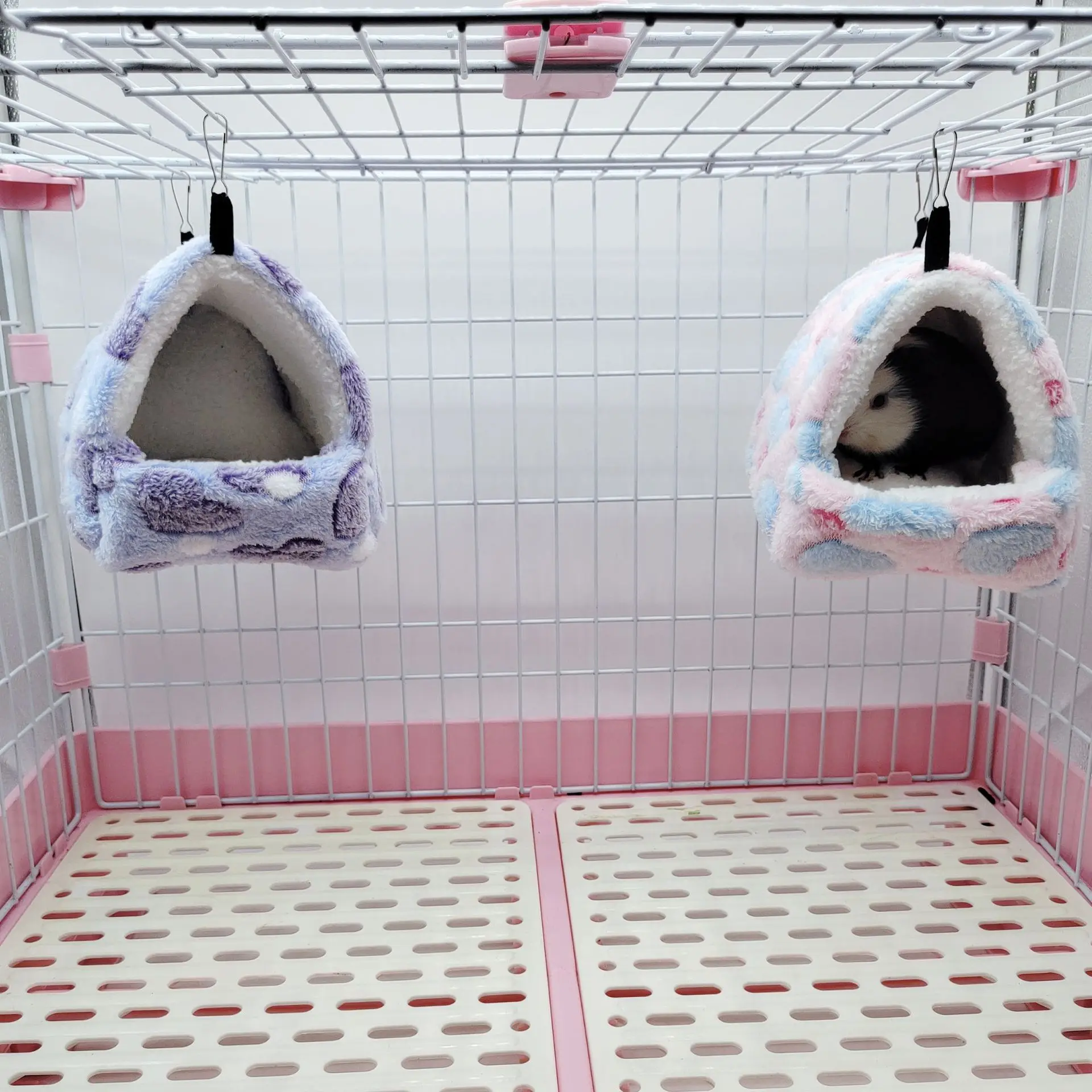 Small pet Coral velvet dot print small foam pet House hanging hamster bed with zipper small animal squirrel small parrot cotton