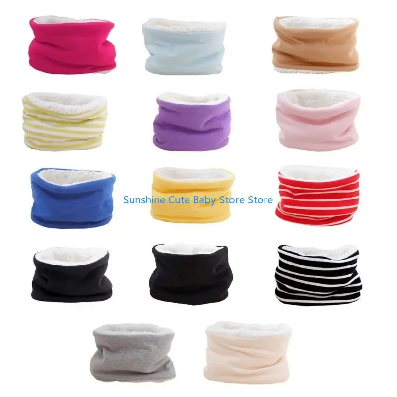 C5AF Autumn Winter Baby Scarf Solid Color Plush Scarves Neckerchief Children Thick Warm Neck Collar for Boys Girls