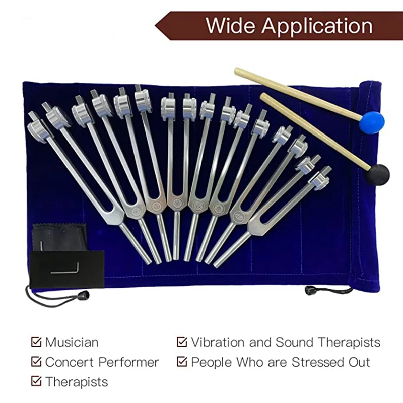 Набор камертонов для заживления чакр, 8-компонентный камертон серебряной чакры для