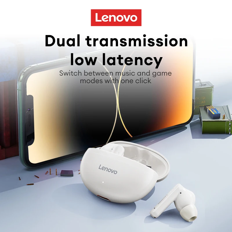 Lenovo EA210 New TWS Wireless Bluetooth V5.3 Headset HD Call Gaming Headset Long Range Low Latency In-Ear Headset