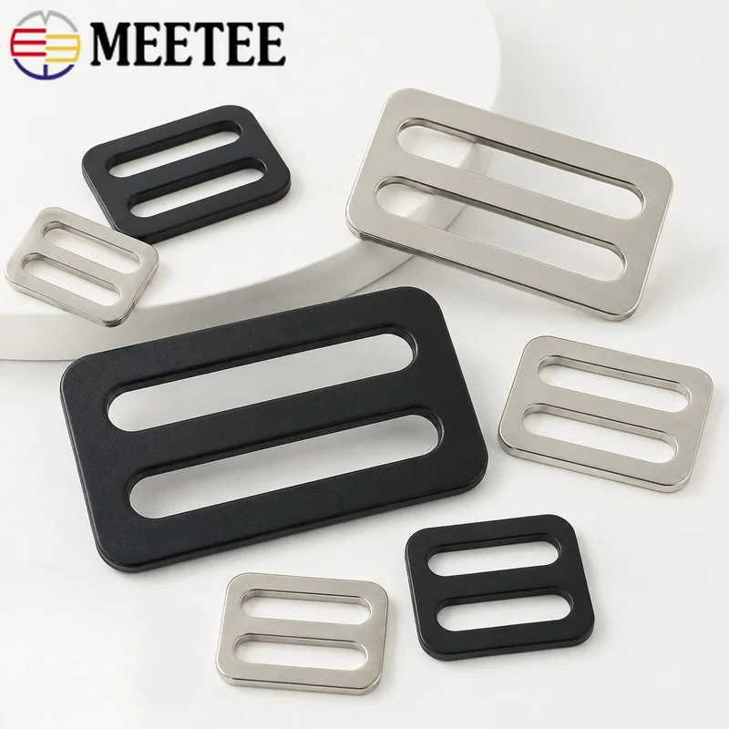 10 Stück 20-38mm Edelstahl Tri-Glides Schiebeschnallen Gürtelriemen Einstellhaken Taschenriemen Hundehalsband Zubehör DIY-Set