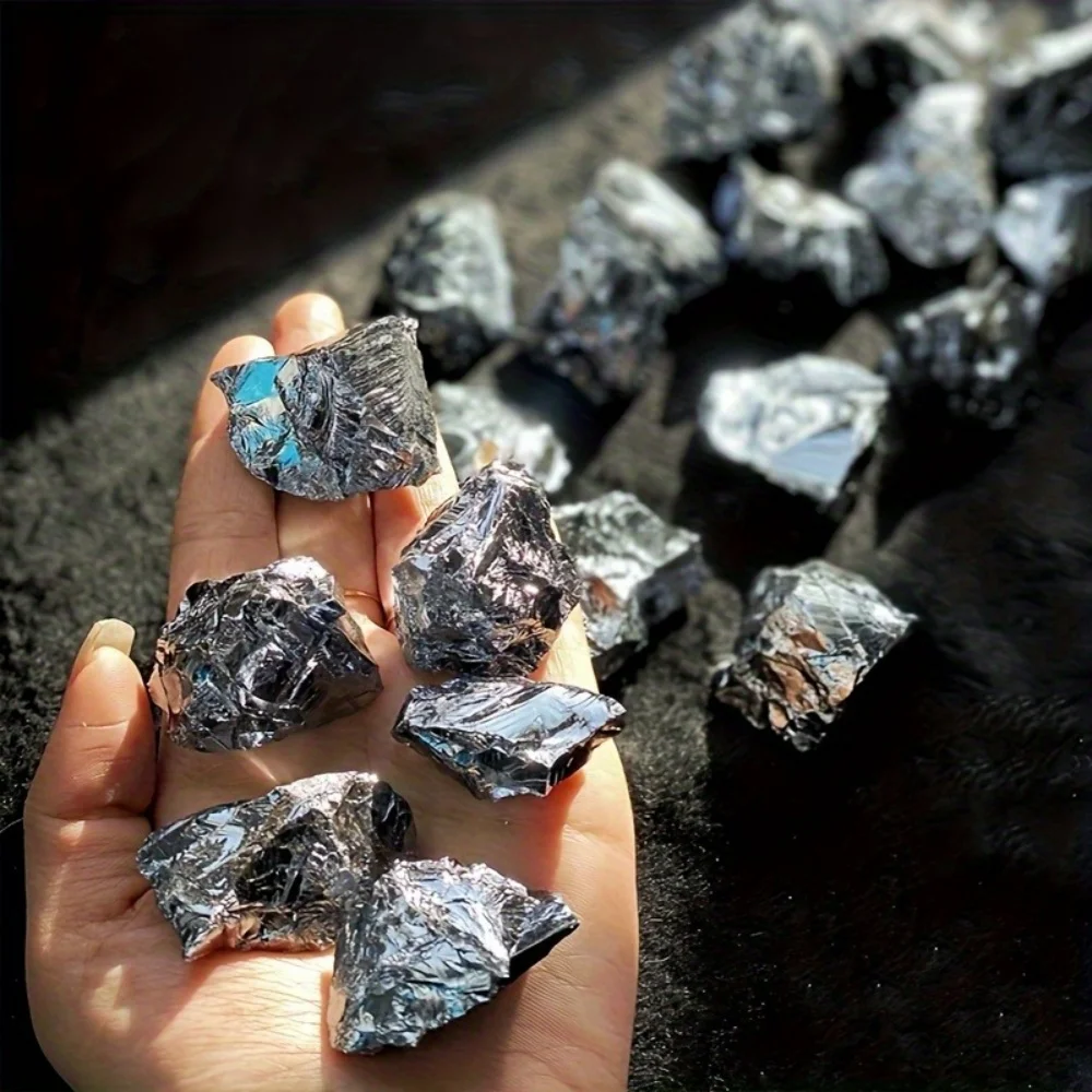 200g Natural Terahertz Stone Rough Metallic Luster Mineral Garden Specimen Aquarium Crystal Healing Reiki Energy Home Decoration - Image 5