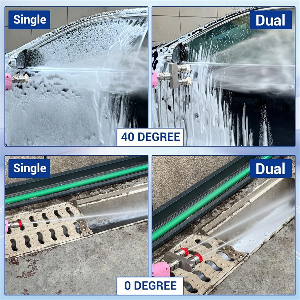 New Pressure Washer Tips, 2-In-1 Washer Nozzle Tip, Dual Pressure Washer Nozzle with 4PCS Pressure Washer Spray Nozzles