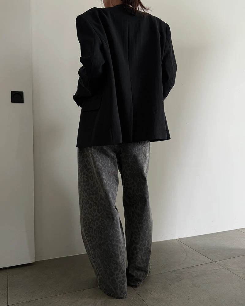 3Colors Autumn Spring 2026 Office Lady Wear Long Sleeve blazers womens V Neck Black jacket and coats Loose blazer womens(JJ1957