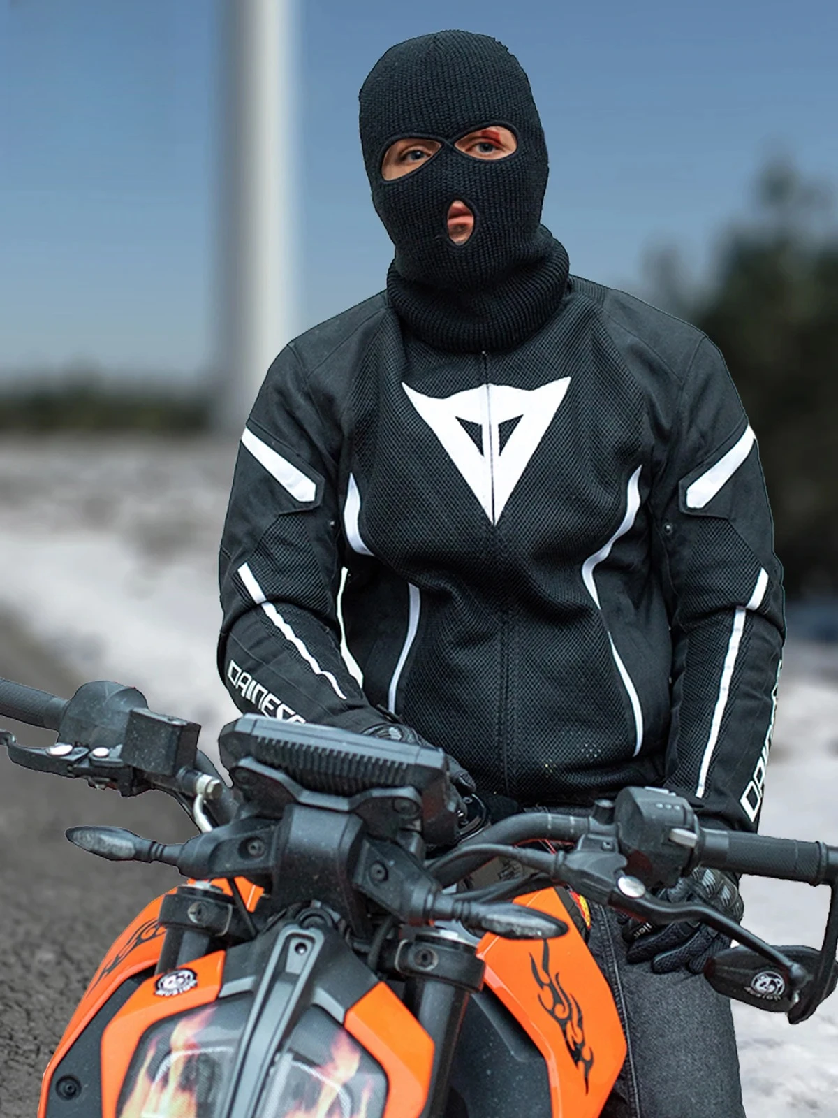1 Stück Sturmhaube 3-Loch Ninja-Maske Winddicht Warm Modisch Elastisches Design für Motorradfahren Camping Rollenspiel – Detail 5