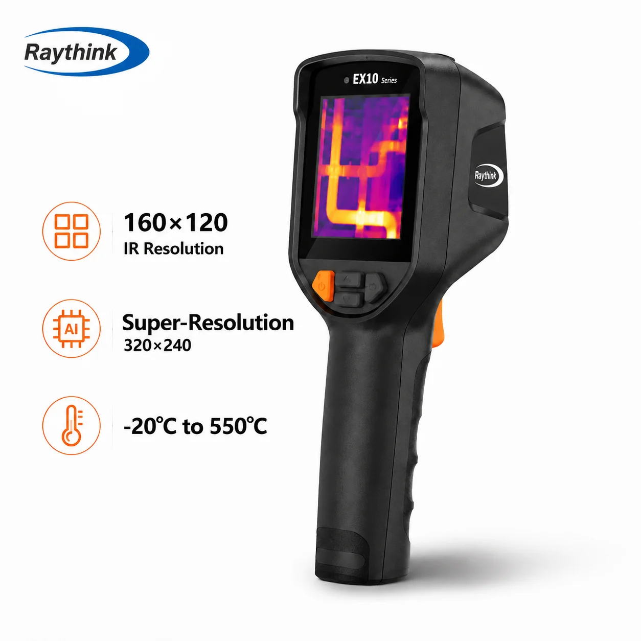 Raythink Ex10 Thermal Imager AI Super-resolution 320 × 240, 40mk Netd Industrial Thermal Imager For Electrical Hvac Maintenance