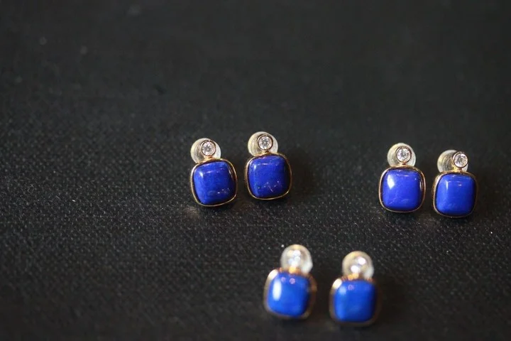 

Royal Court Vintage 925 Silver Natural Lapis Ear Stud 9x12mm Original Design Lazuli Earring Blue Stone Geometric Jewelry Gifts