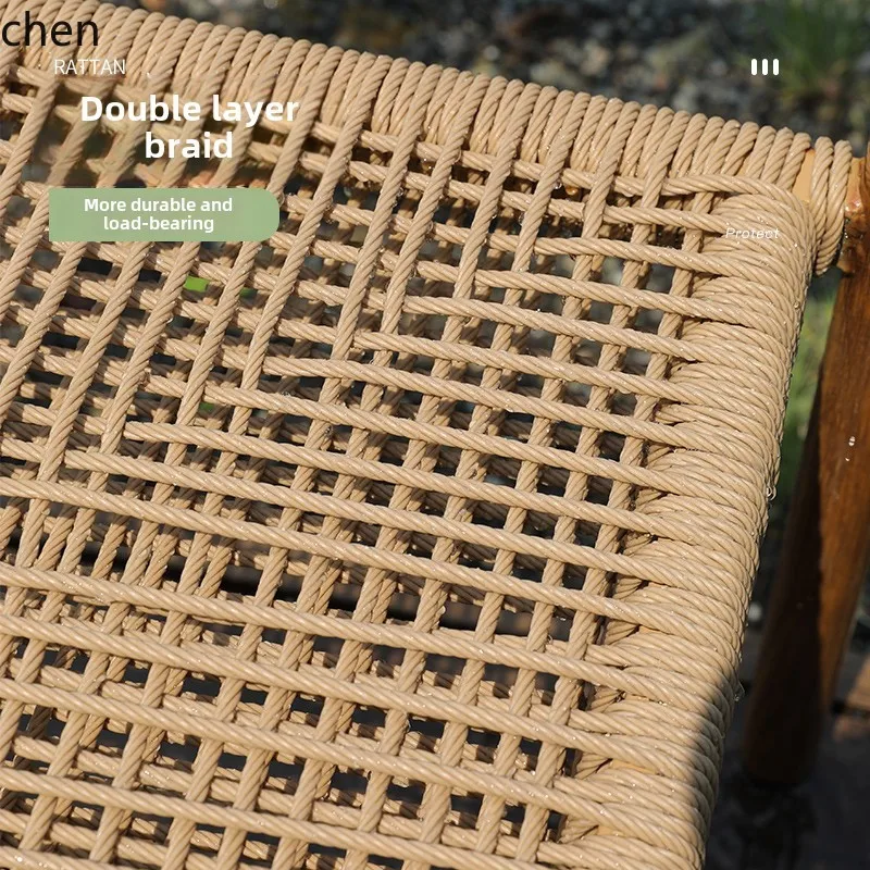 HXL طقم طاولة وكرسي للترفيه في الهواء الطلق من الخيزران مقاوم للماء ومقاوم لأشعة الشمس وطاولة طعام خارجية وكراسي