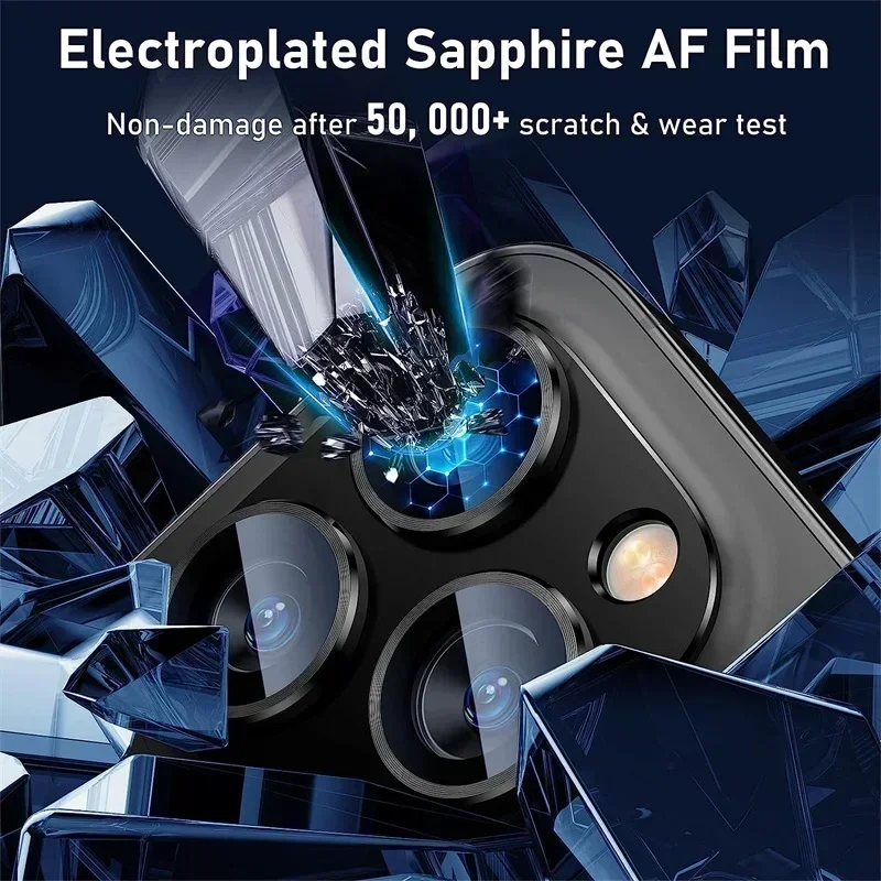 Metal Mobile Phone Camera Protector, Tampa de Vidro Temperado para iPhone 15, 14 Pro, Max, 13, Mini, Plus, 15Pro, 13Pro